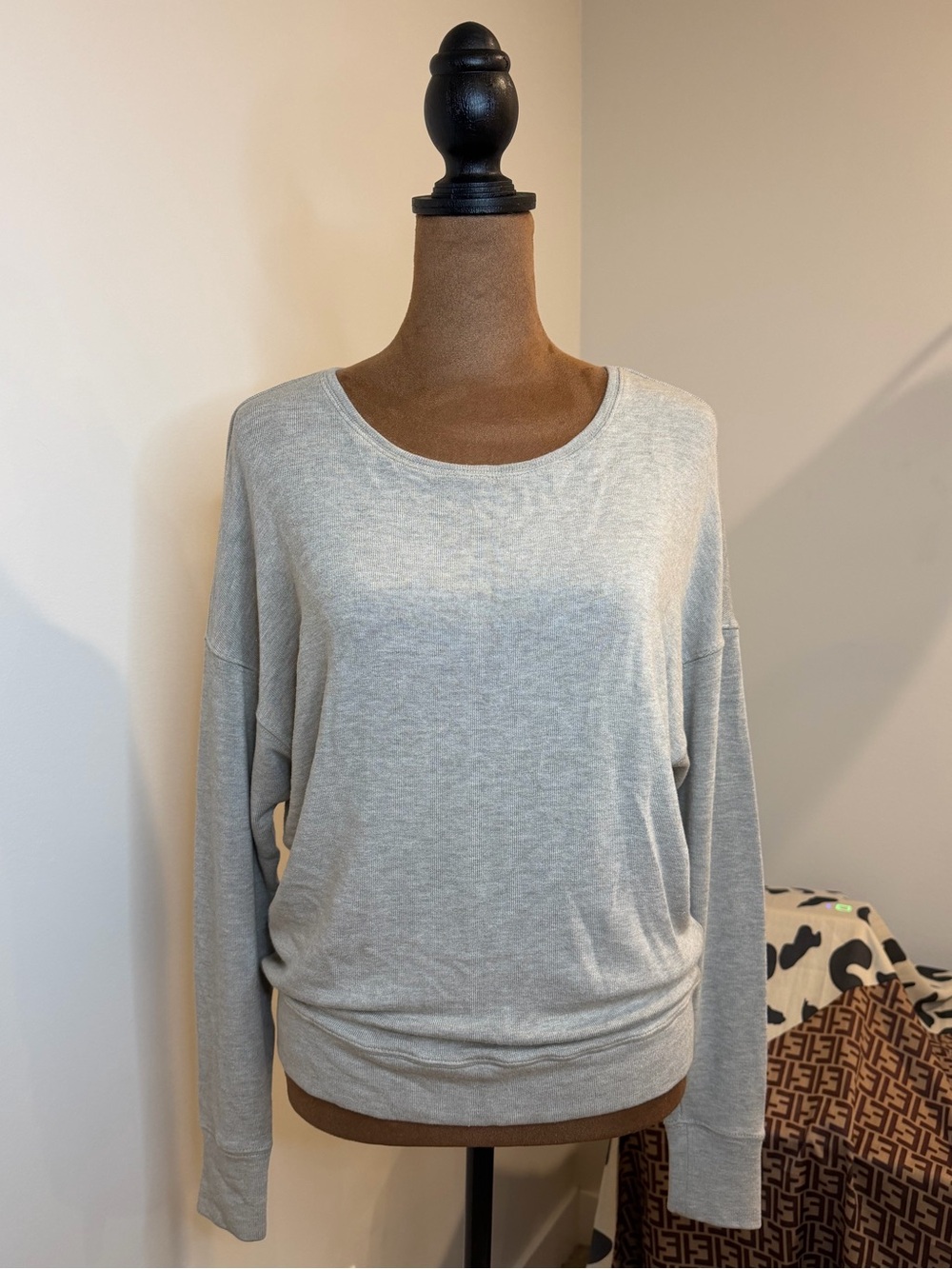 Lauren Ralph Lauren Gray Drop Shoulder Long Sleeve Petite Small